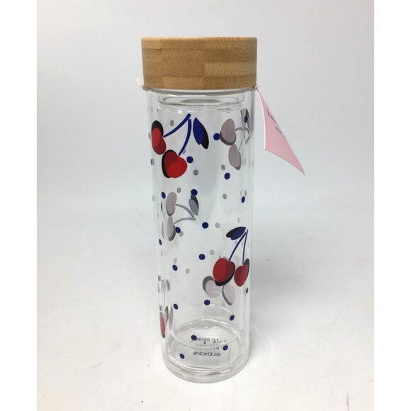 Kate Spade Vintage Cherry Dot Glass Hydration Water Bottle 15 oz - Picture 5 of 8